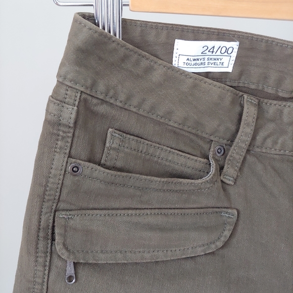 Gap 1969 Always Skinny Jeans Utility Olive Green Size 24 Low Rise - Picture 4 of 8
